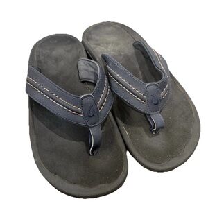 Olukai Hokua Men’s Flip Flop Sandals Black And Navy Blue Size Men’s 10